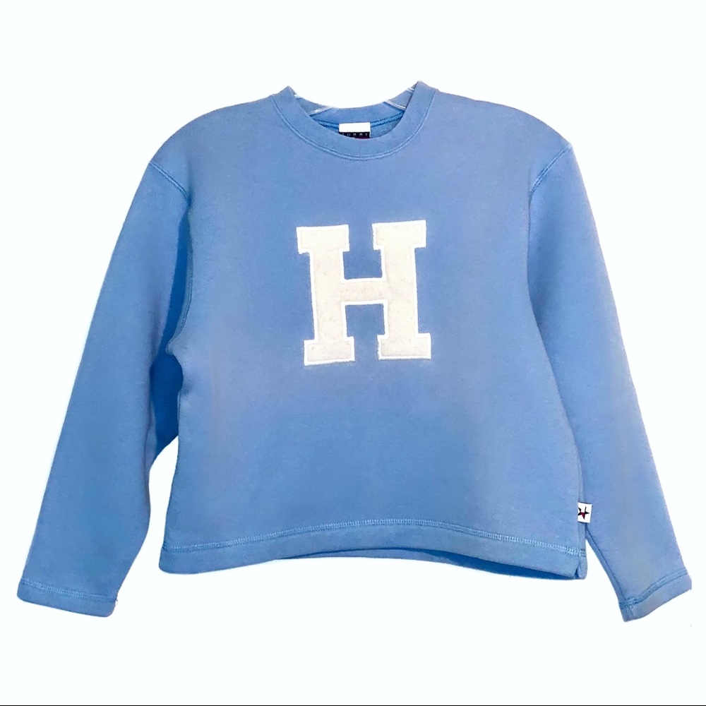 🖤Tommy Hilfiger Giant H Logo Blue Sweatshirt Cotton